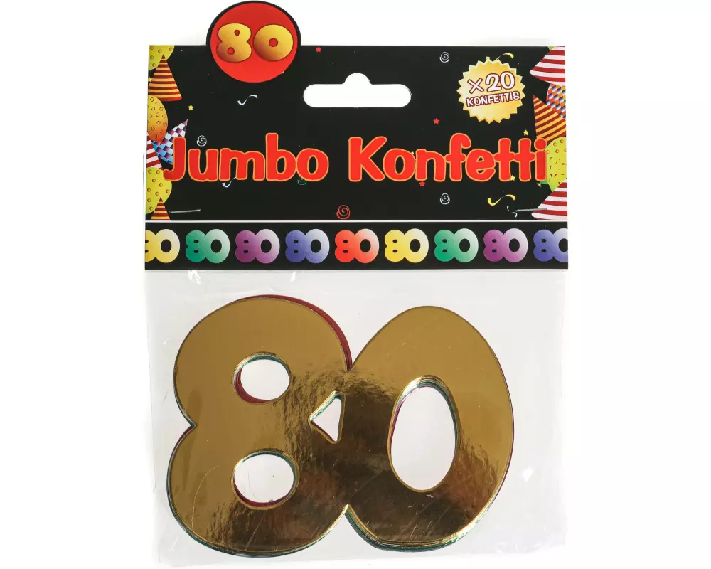 Trendcompany Konfetti 80. Geburtstag 7.5 x 10 cm, Mehrfarbig, 20 Stück
