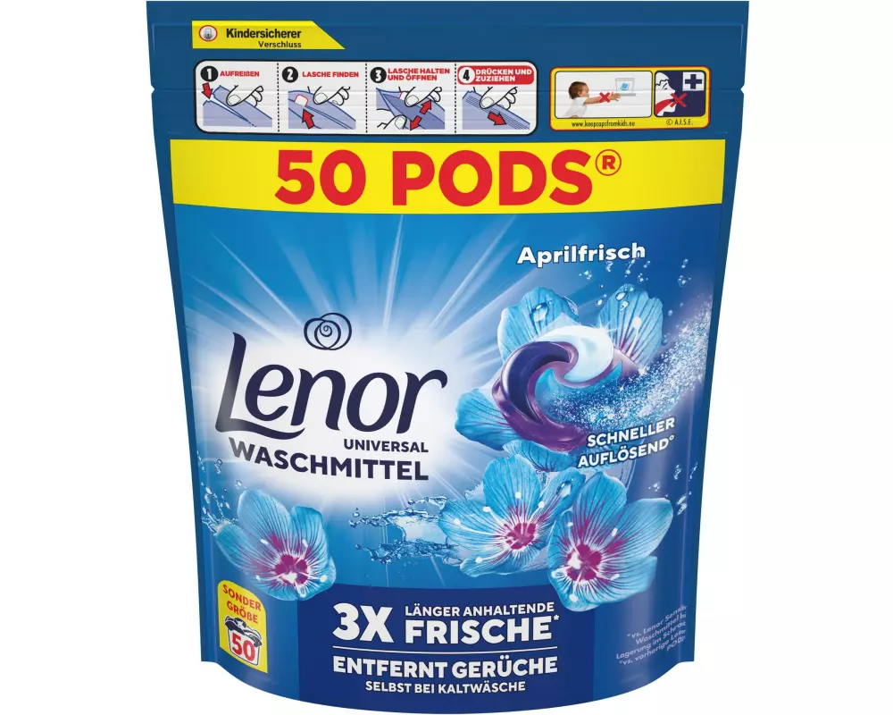 Lenor Waschmittel Kapseln All-in-1 Pods Aprilfrisch 100 Stück