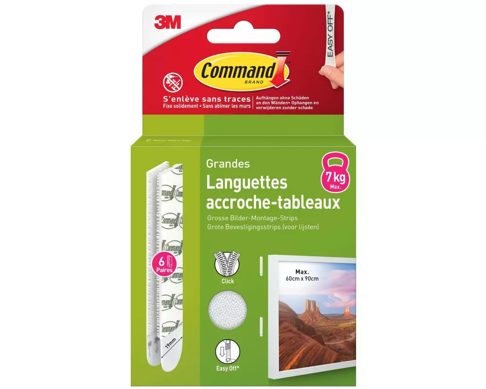 Command Klebestrip, 6 Paar L, Vorteilspack 7 kg, Weiss