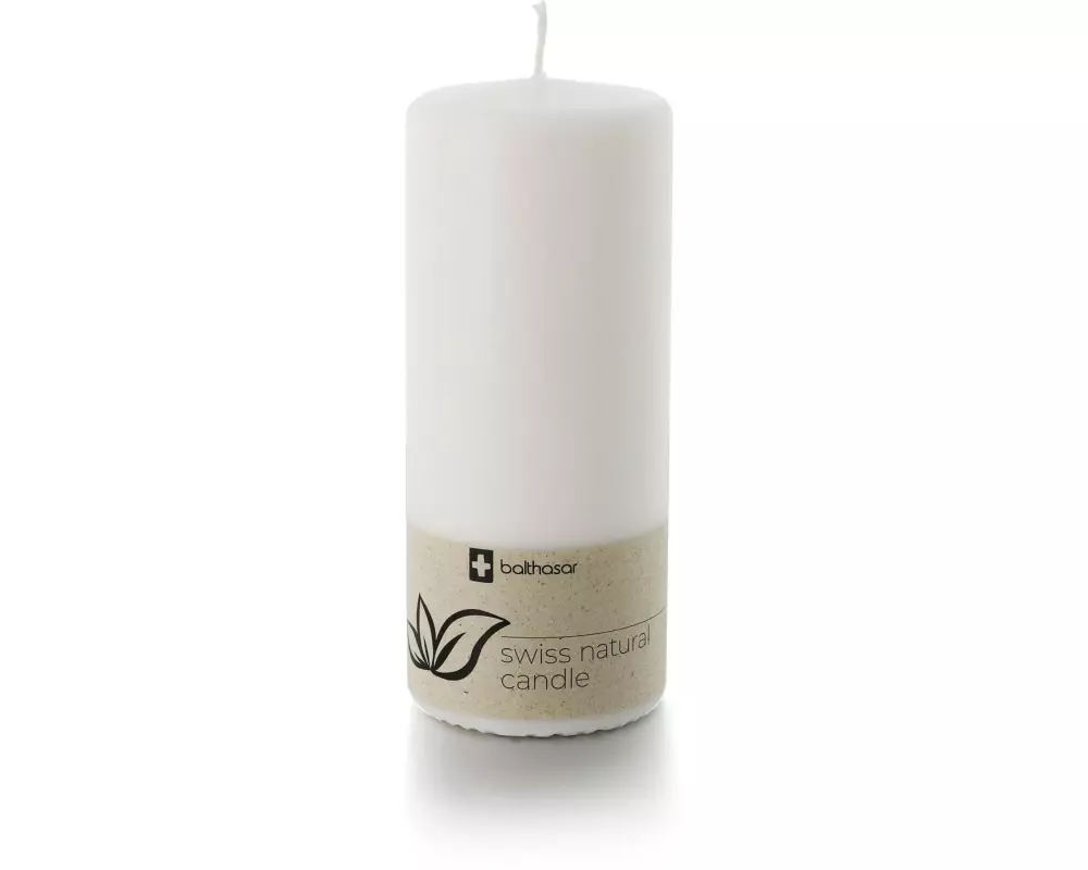 balthasar Zylinderkerze Swiss Natural Candle 19 x 8 cm Weiss
