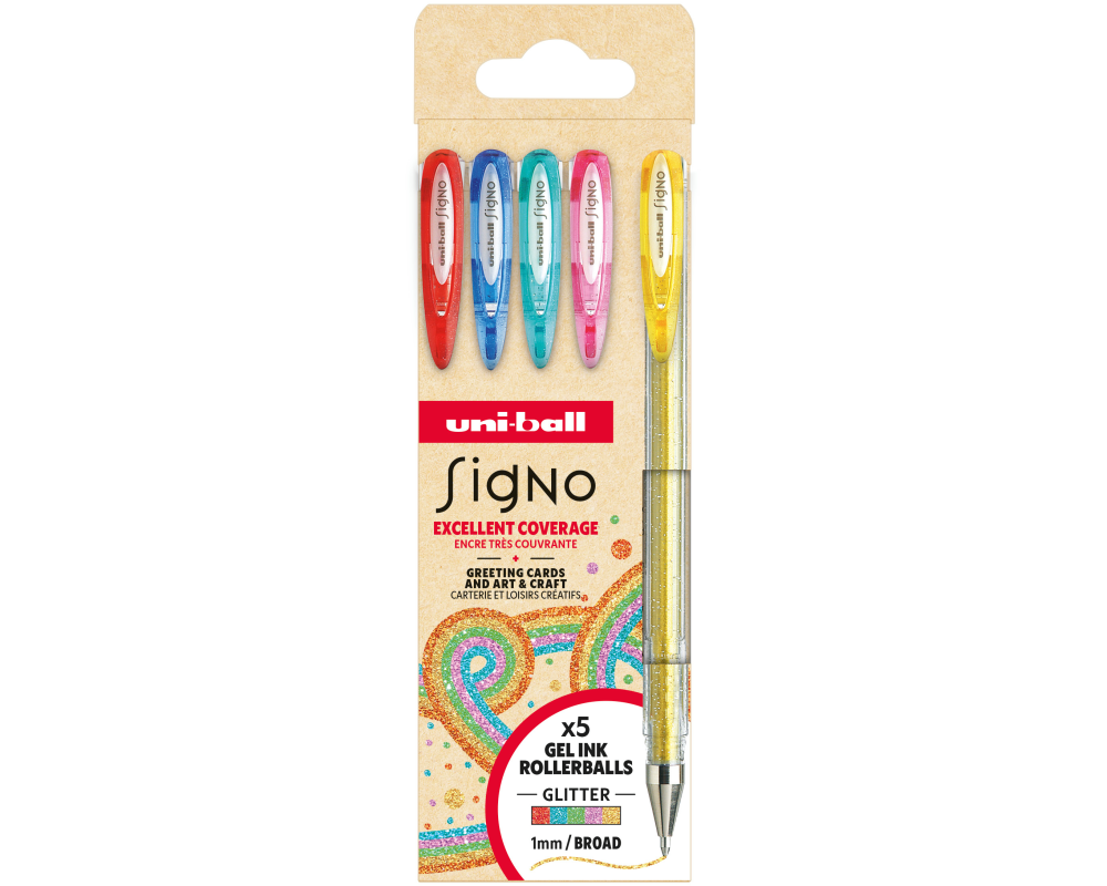 UNI-BALL Gelroller Signo Sparkling 1mm UM-120SP 5P 5 Farben