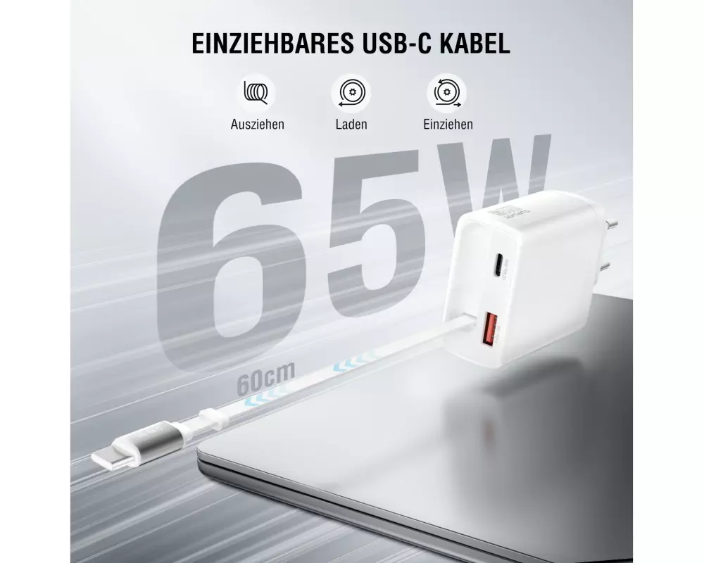 4smarts USB-Wandladegerät PDPlug Slim 65W GaN Jojo Weiss