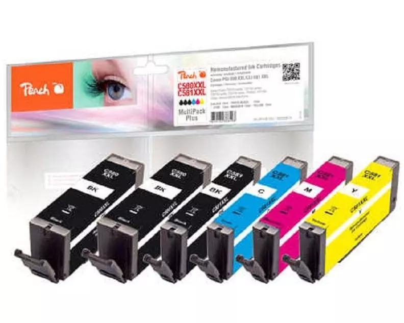 Peach Tintenset Canon PGI-580XXL / CLI-581XXL 2x BK, 1x PBK/C/M/Y