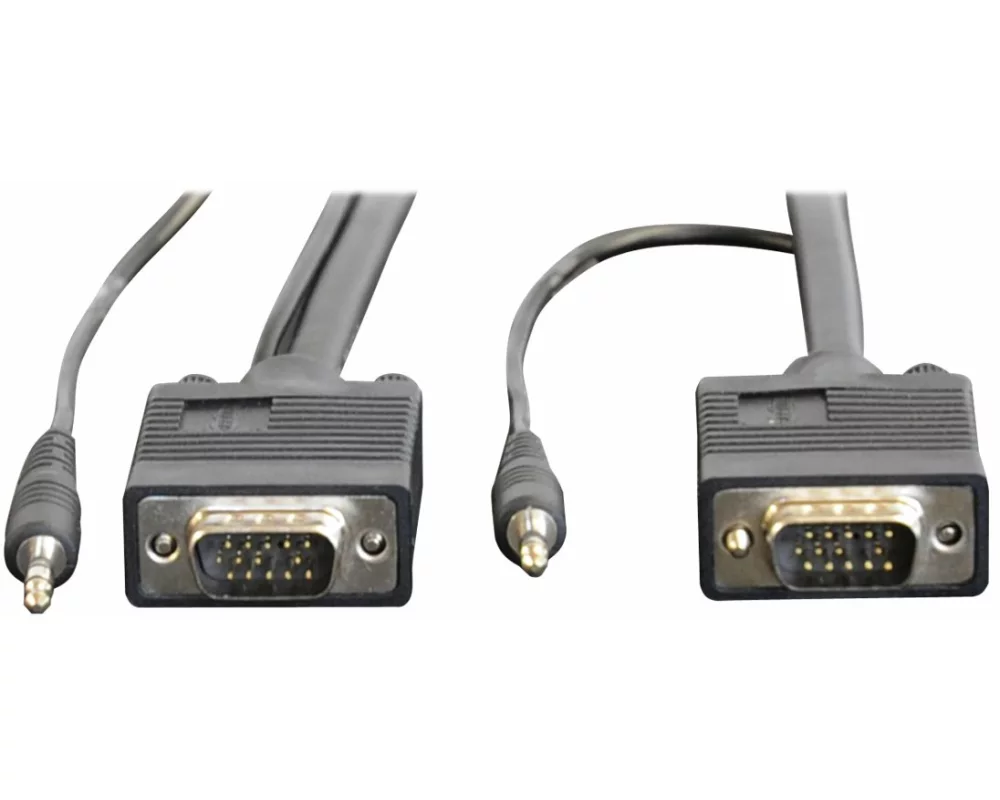 EATON TRIPPLITE VGA, High-Resolution, RGB, Coaxial Cable with Audio, HD15 and 3.5mm, M/M, 15ft. 4.57m