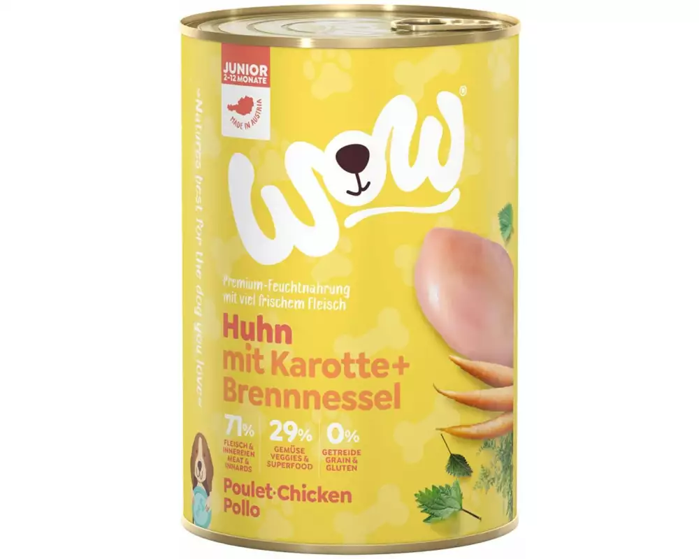 WOW Nassfutter Junior Huhn, 400 g
