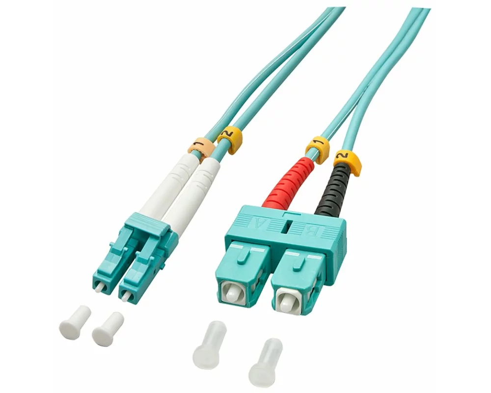 LINDY Fiber Optic Cable, OM3, LC-SC, 3m, turquoise , 50/125, Duplex, Multimode, LWL