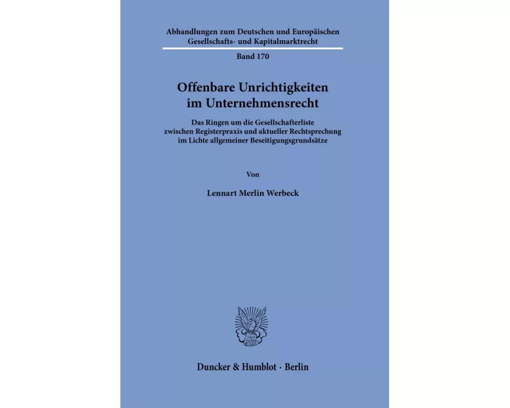 Offenbare Unrichtigkeiten im Unternehmensrecht