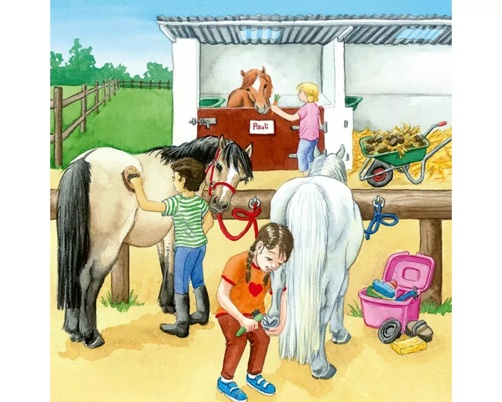 Kinderpuzzle 3x49 Teile - Wieso? Weshalb? Warum? Ein Tag auf dem Reiterhof