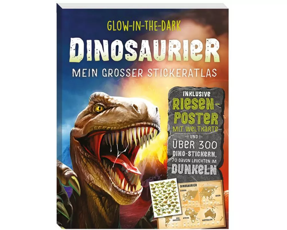Glow-in-the-Dark Dinosaurier: Mein großer Stickeratlas