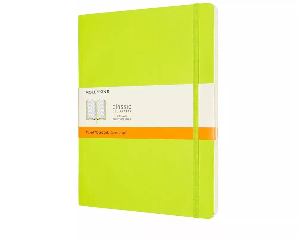 Moleskine Notizbuch XL, Liniert, Weicher Einband, Limetten Grün