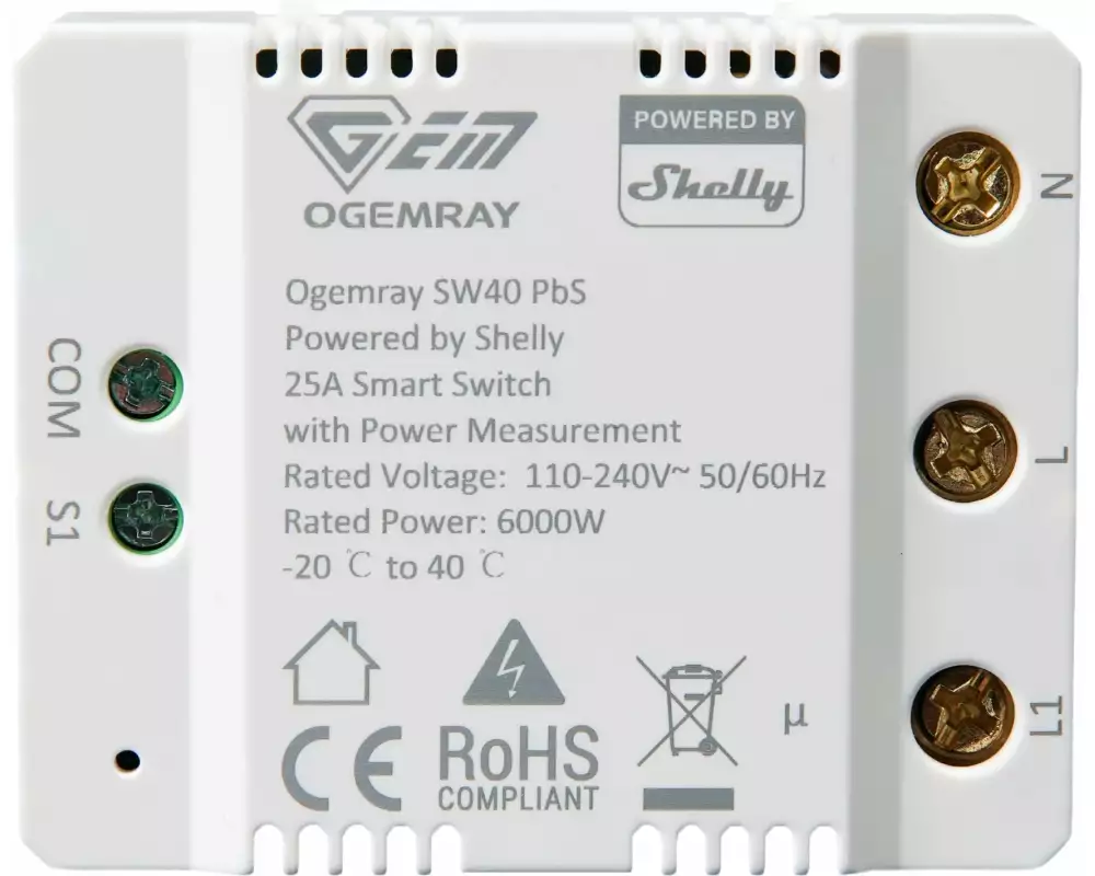 Shelly Ogemray Smart Relay 25 A 6000 W