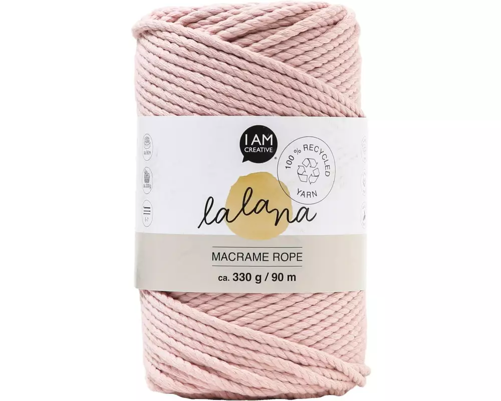 lalana Wolle Makramee Rope 3 mm, 330 g, Hellrosa