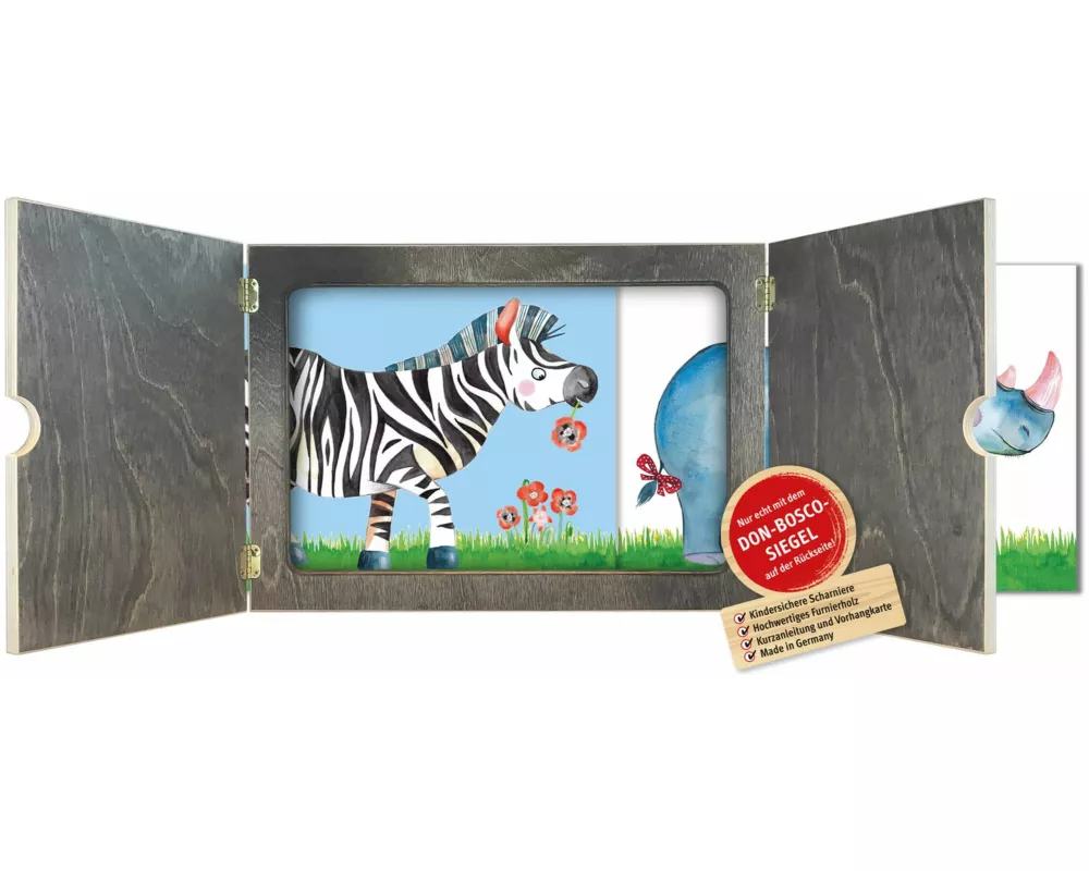 Kamishibai mit seitlichem Einschub und offener Rückwand. Erzähltheater für Bildkarten in DIN A3