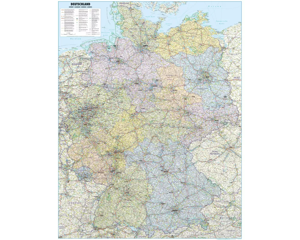 Straßenkarte Deutschland als Poster
