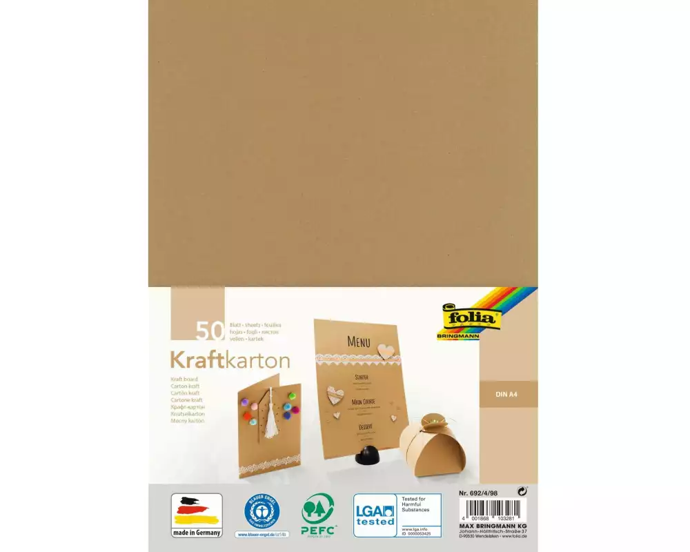 Folia Kraftkarton Kraftpapier A4, 50 Blatt 230 g/m²