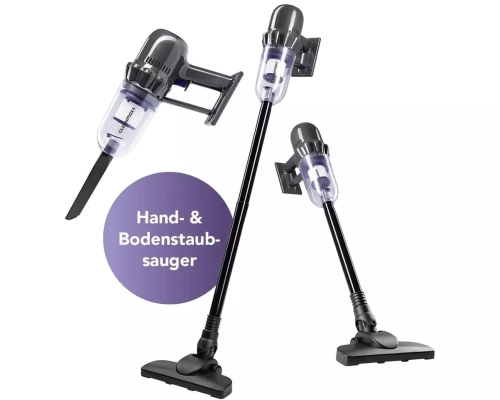 CLEANmaxx Akku-Hand- und Stielsauger 14.8 V, Grau/Lila