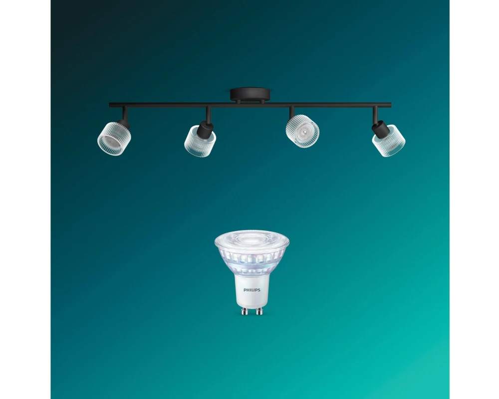 Philips Horen Aufbauspot 4x, ohne Leuchtmittel GU10, schwarz