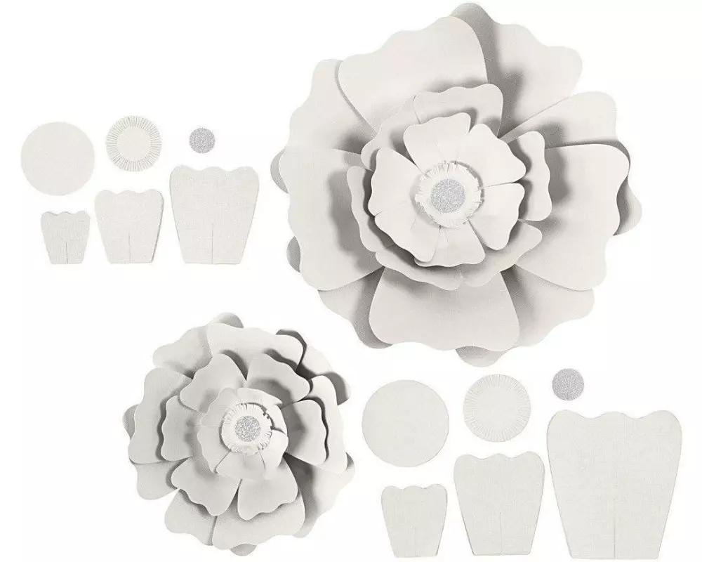 Creativ Company Blumen 15 + 25 cm 2 Stück, Weiss