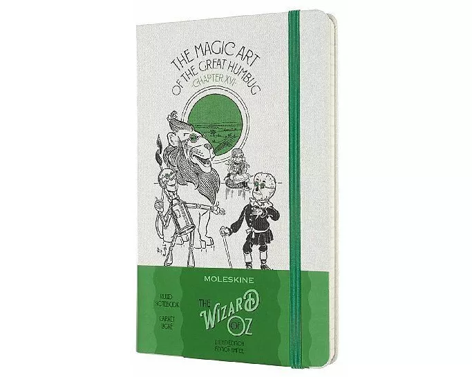 Moleskine Notizbuch - Der Zauberer von Oz Large/A5, Liniert, Fester Stoffeinband, Grün, Magische Kunst