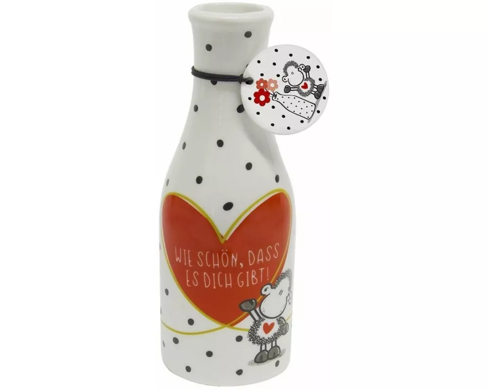 Sheepworld 46220 Vase mit Motivdruck:"Wie schön, dass es dich gibt!", mit Geschenktag