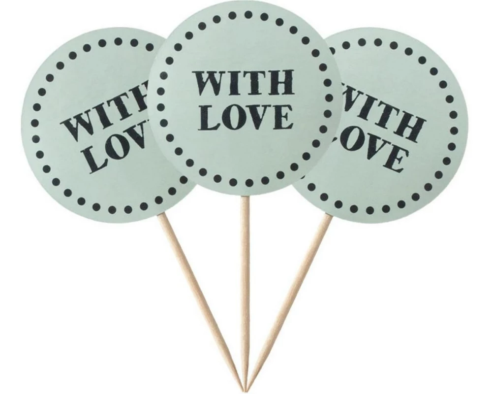 Demmler Deko Picker with Love 8 Stück, Schwarz/Weiss