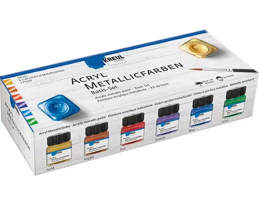 Kreul Acrylfarbe Kreul Metallic Set Basis 6 Stück je 20 ml
