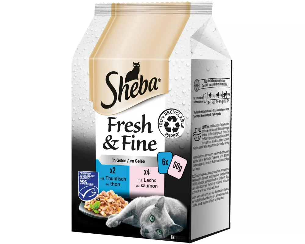 Sheba Nassfutter Fresh & Fine in Gelée Fisch, 6 x 50 g