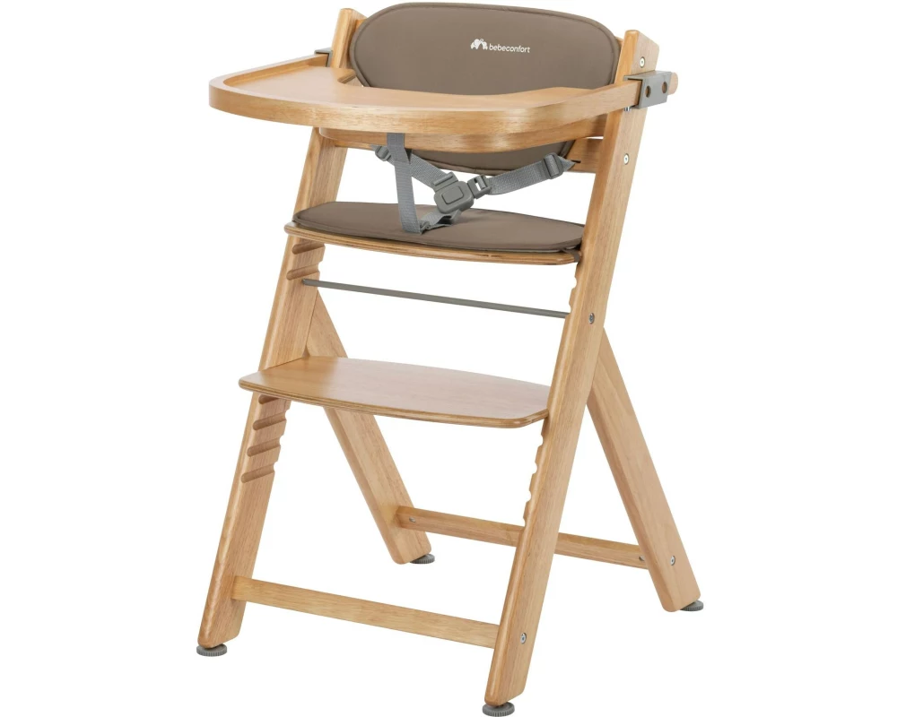 Bebeconfort Treppenhochstuhl Timba 2 mit Kissen, Natural (Wood)/Beige
