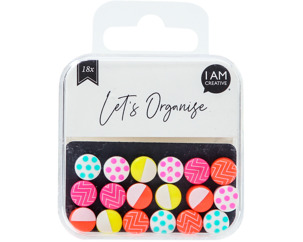 I AM CREATIVE Magnet Mini Let`s Organize MAA4035.58 neon 18 Stück