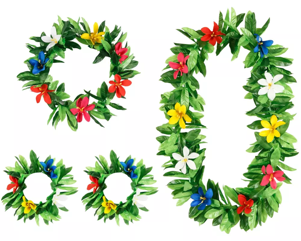 Partydeco Halskette Set Hawaii 4-teilig, Grün