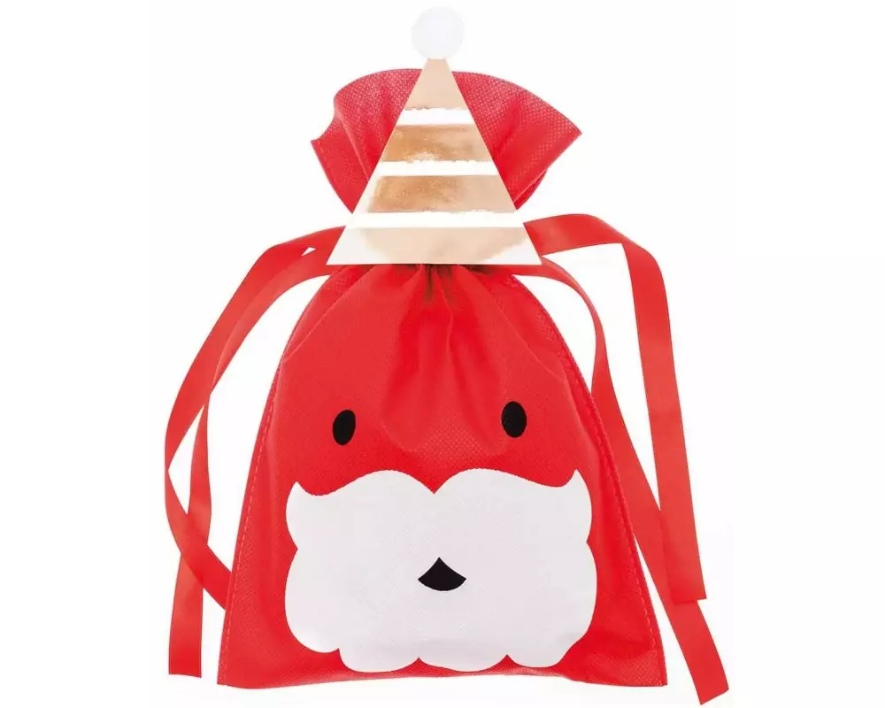 Rico Design Geschenktüte klein, Weihnachtsmann 20 x 30 cm, Rot