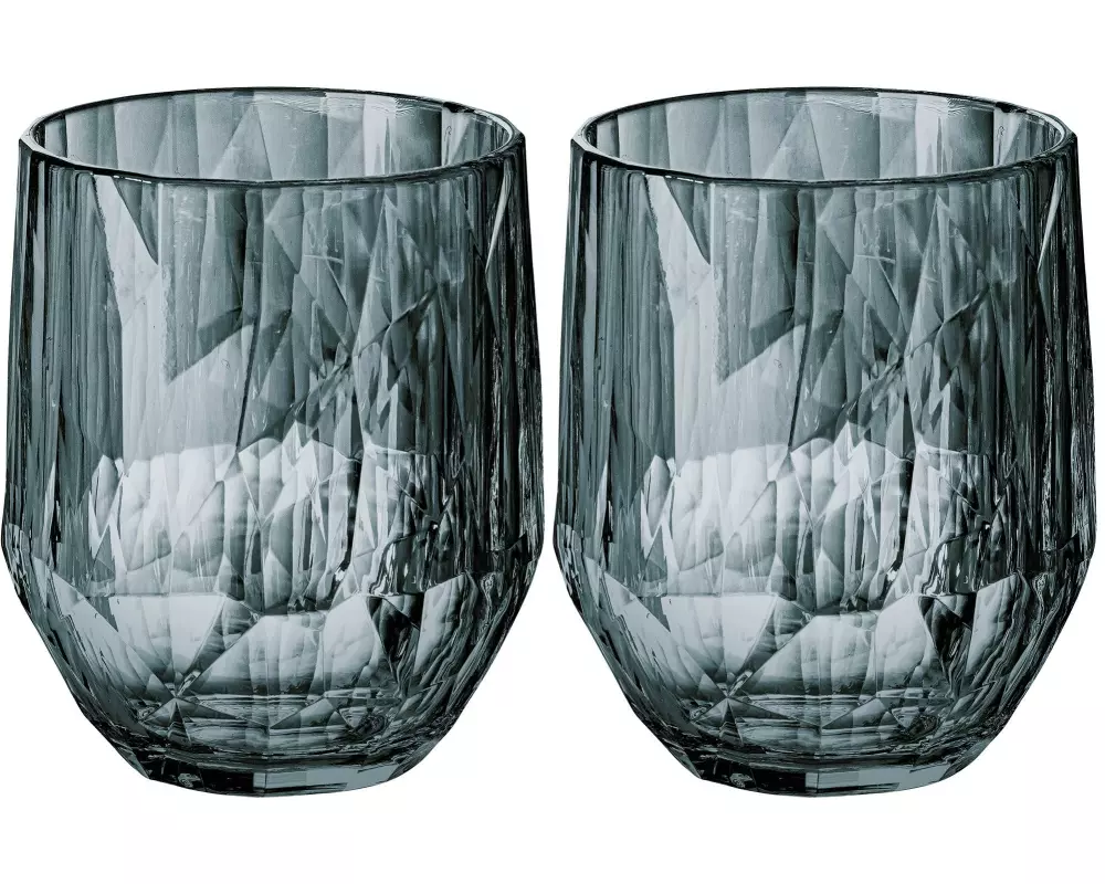 Koziol Trinkglas Club No. 24 300 ml, 2 Stück, Grau