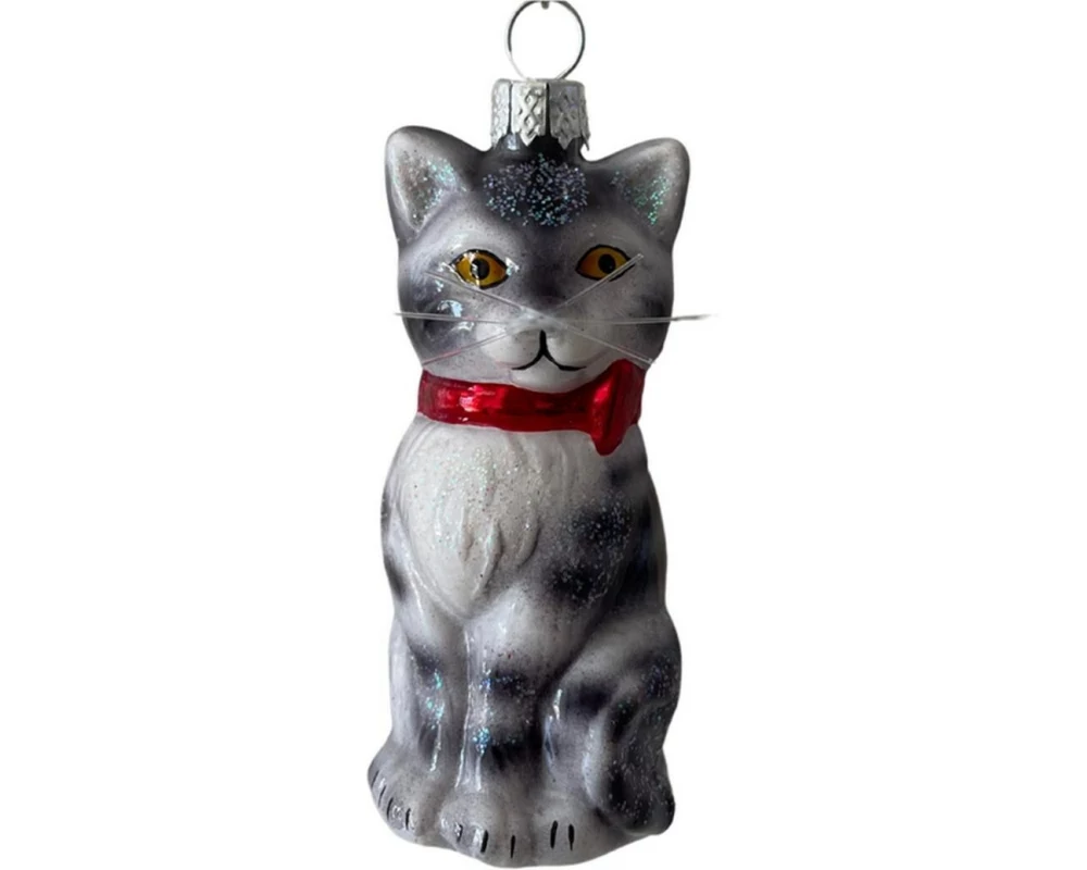 creanorm Weihnachtskugel Katze Silber