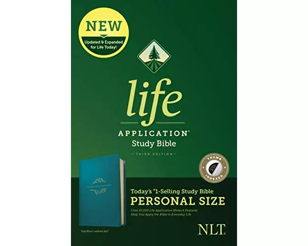 NLT Life Application Study Bible, Third Edition, Personal Size (Leatherlike, Teal Blue, Indexed)