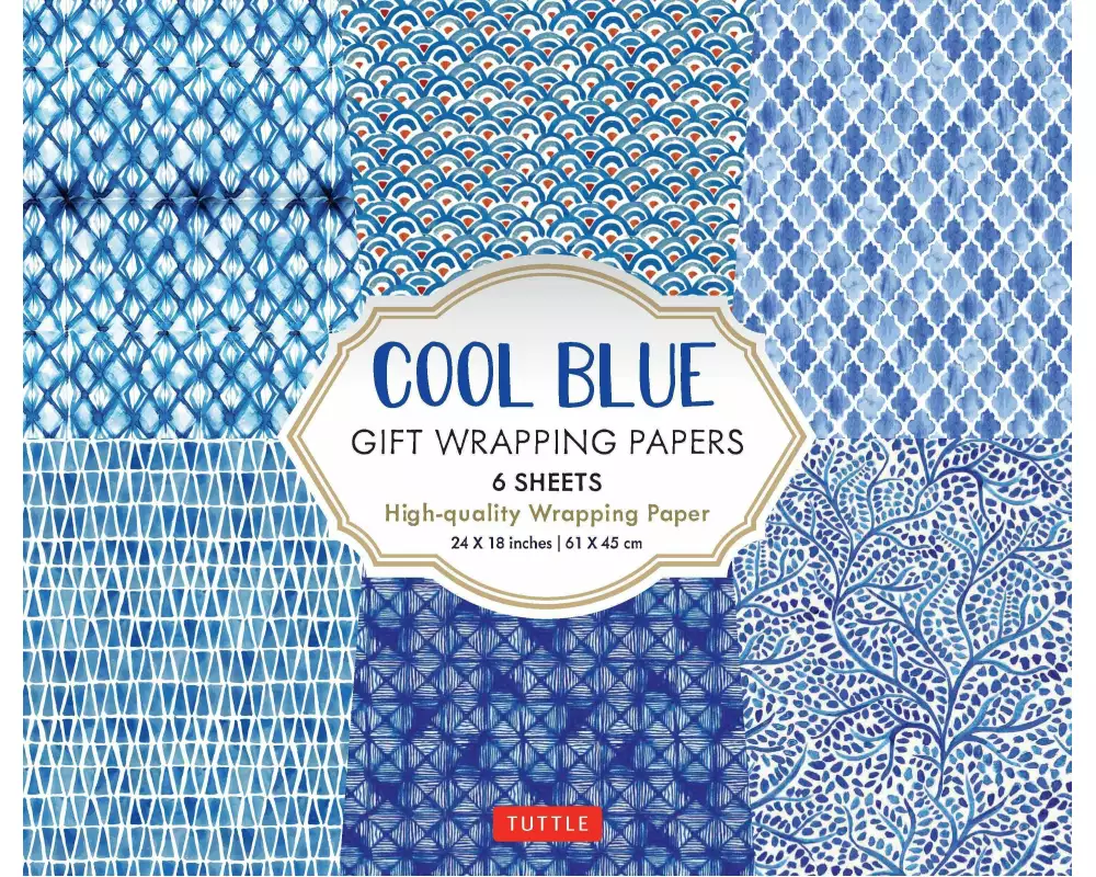 Cool Blue Gift Wrapping Papers - 6 sheets
