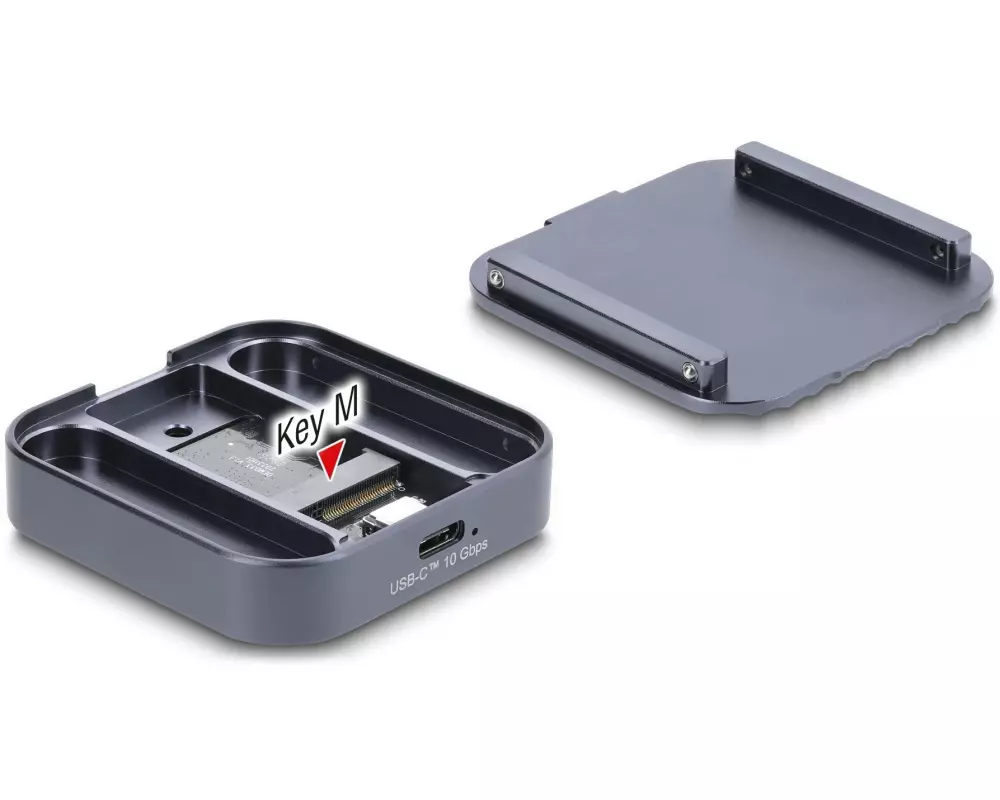 Delock Magnetisches Gehäuse USB-C 10 Gbps M.2 NVMe SATA SSD