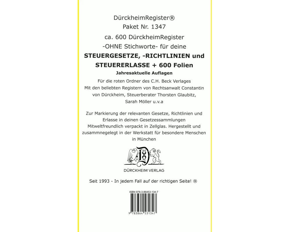 Sparpaket Steuerberater: Griffregister und Trägerfolien