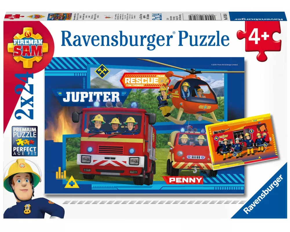 Kinderpuzzle 2x24 Teile - Feuerwehrmann Sam - Wasser marsch mit Sam