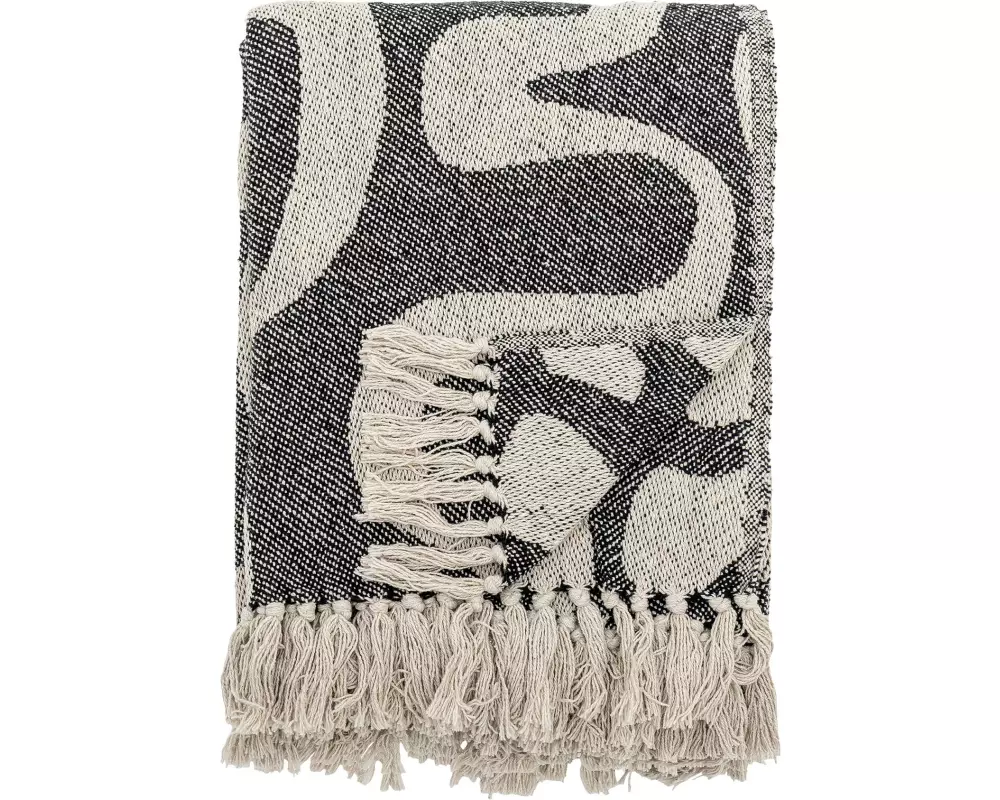 Bloomingville Decke Salobre 160 x 130 cm, Schwarz/Weiss