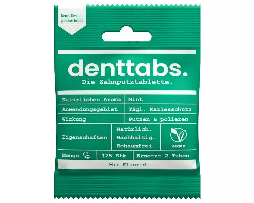 Denttabs Zahnreinigungs-Tabletten mit Fluorid 125 Stück