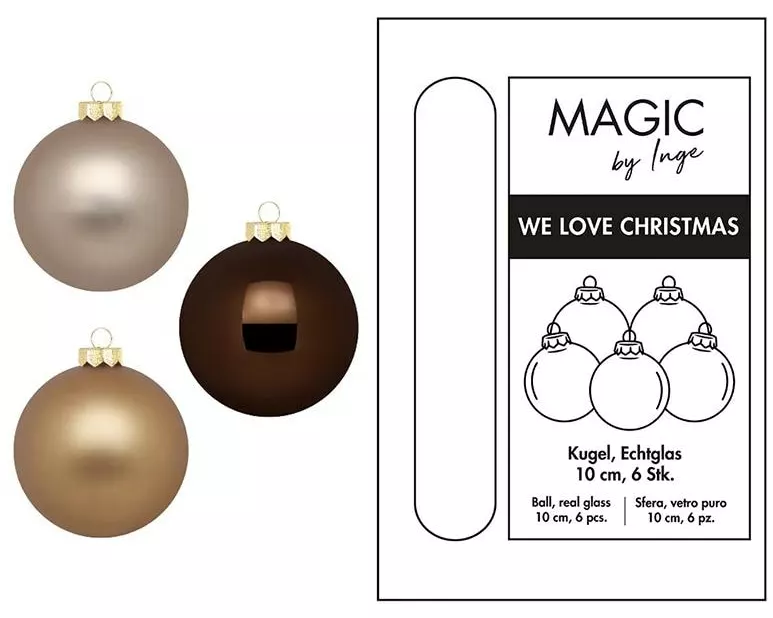 INGES CHRISTMAS DECOR Weihnachtskugel Elegant Lounge Ø 10 cm 6 Stück