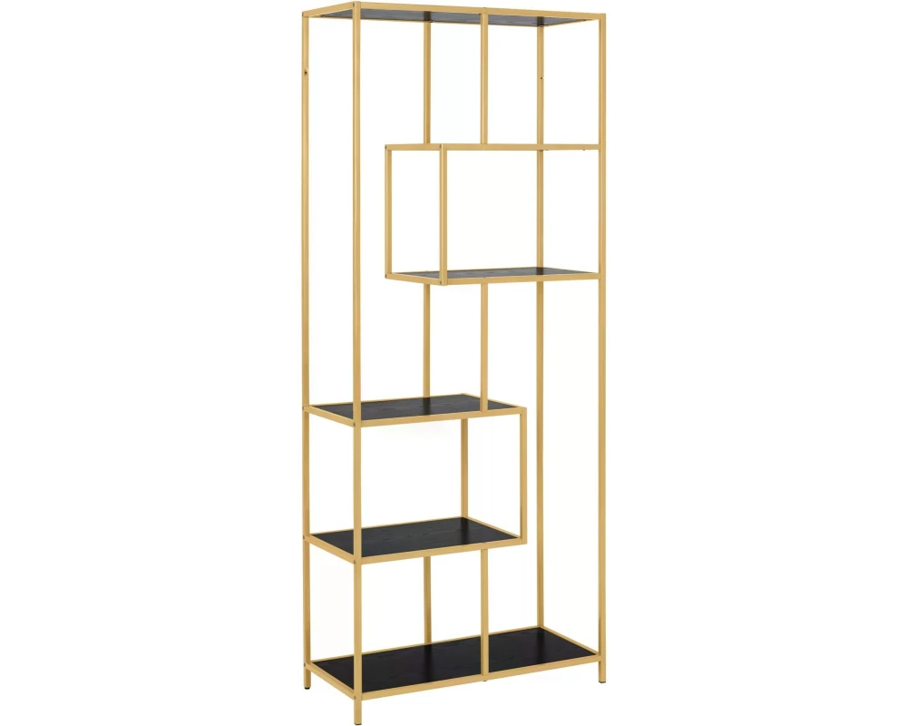 AC Design Regal Seaford 77 x 35 x 185 cm, Schwarz/Gold