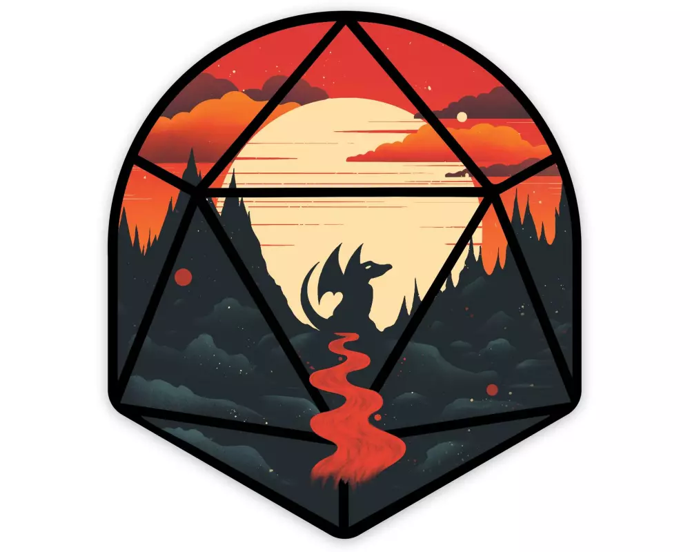 Glass Staff Young Dragon d20 Sticker Rot/Schwarz
