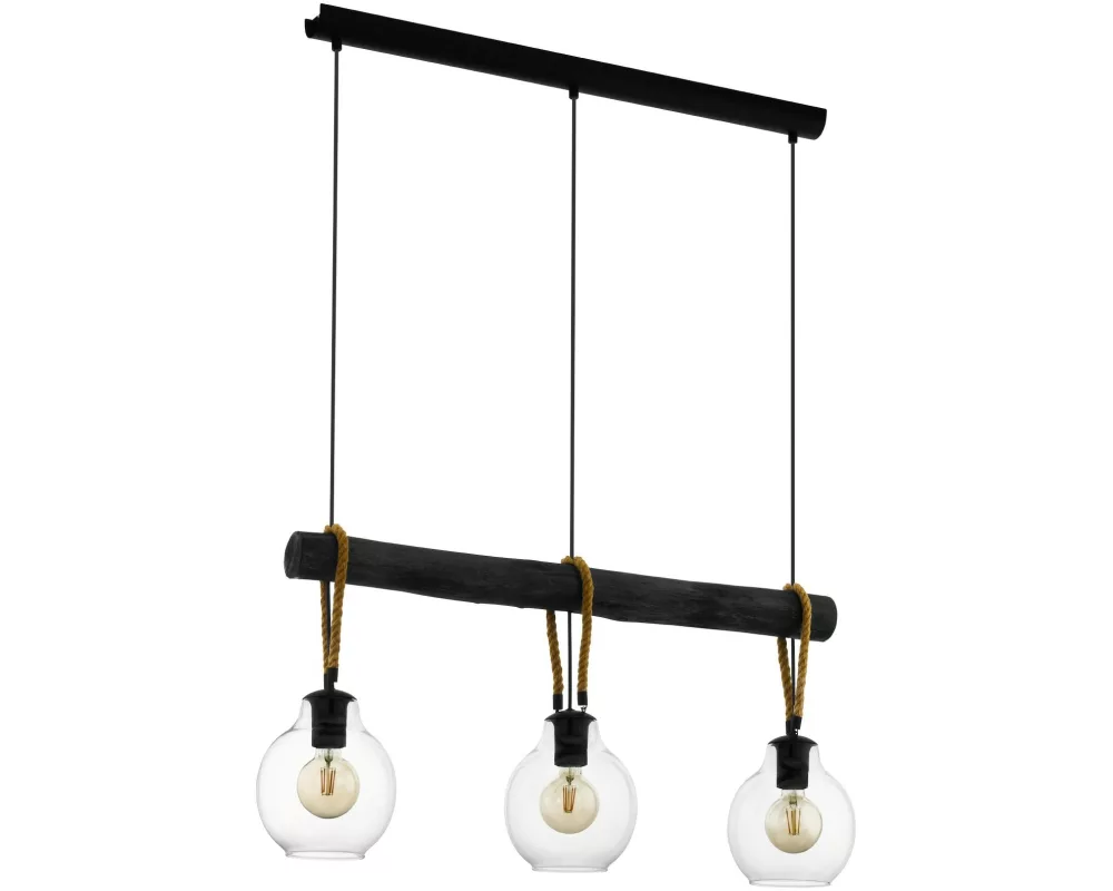 EGLO Leuchten Pendelleuchte RODING 3x E27 Schwarz/Braun
