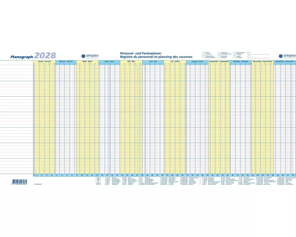 Simplex Jahresplaner Planograph 2028 3er Set