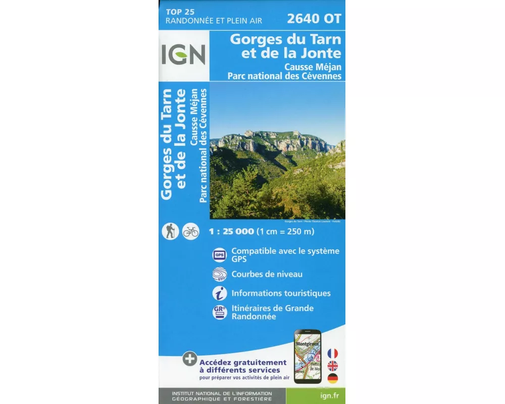 2640OT Gorges du Tarn et de la Jonte.Causse Méjan.PN des Cévennes 1:25 000