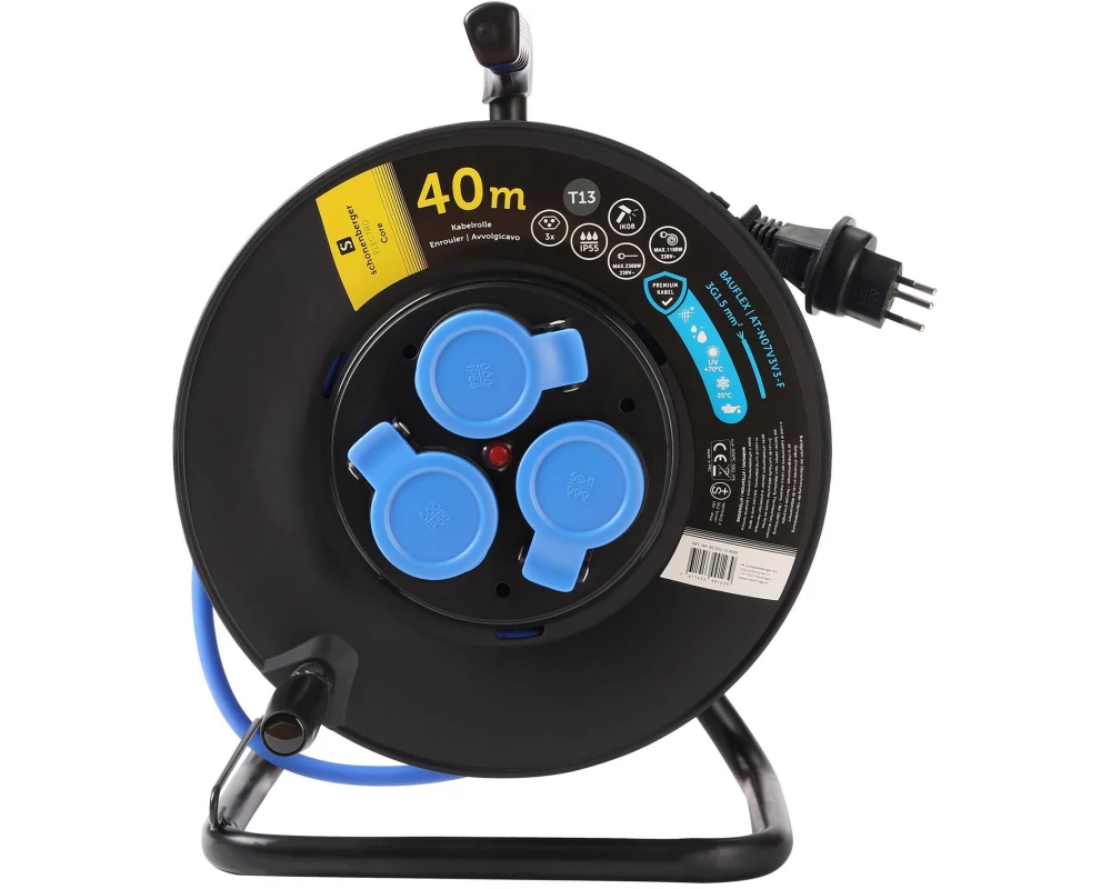 Schönenberger Kabelrolle Kunststoff T13 IP55 40m Bauflex 3 x T13