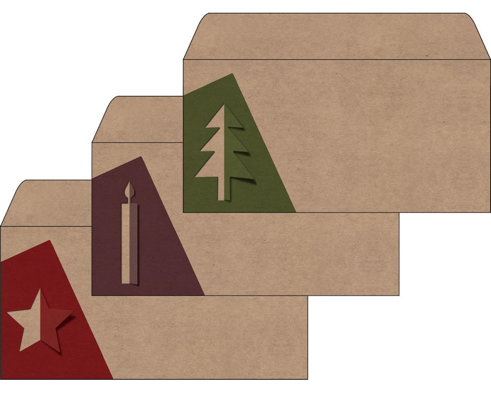 SIGEL Weihnachts-Umschl.-Set 11x22cm DU258 Cut-out style Kraftpapier