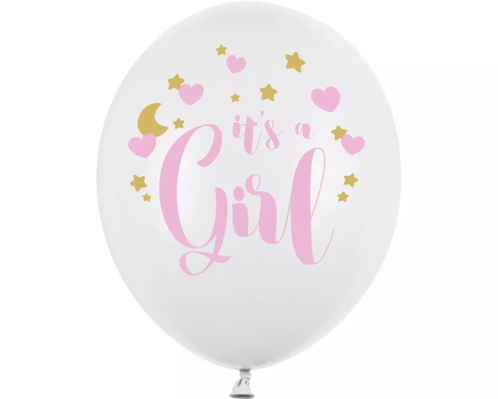Partydeco Luftballon Its a girl Weiss/Pink Ø 30 cm, 6 Stück