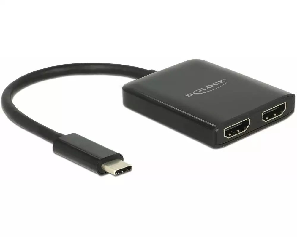 Delock Multiadapter USB-C - 2x HDMI out 4K 30Hz Splitter Schwarz